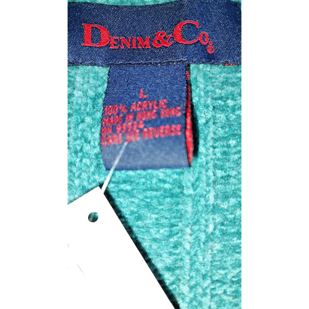 Denim & Co. NEW Woman Teal Green Pullover Sweater Size Large Short Sleeve Cable - Picture 8 of 10